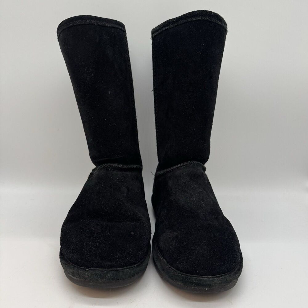 Bearpaw Emma Short Black Suede Boots Women's 6 Comfy Lined Winter Snow Shoes - Picture 2 of 11